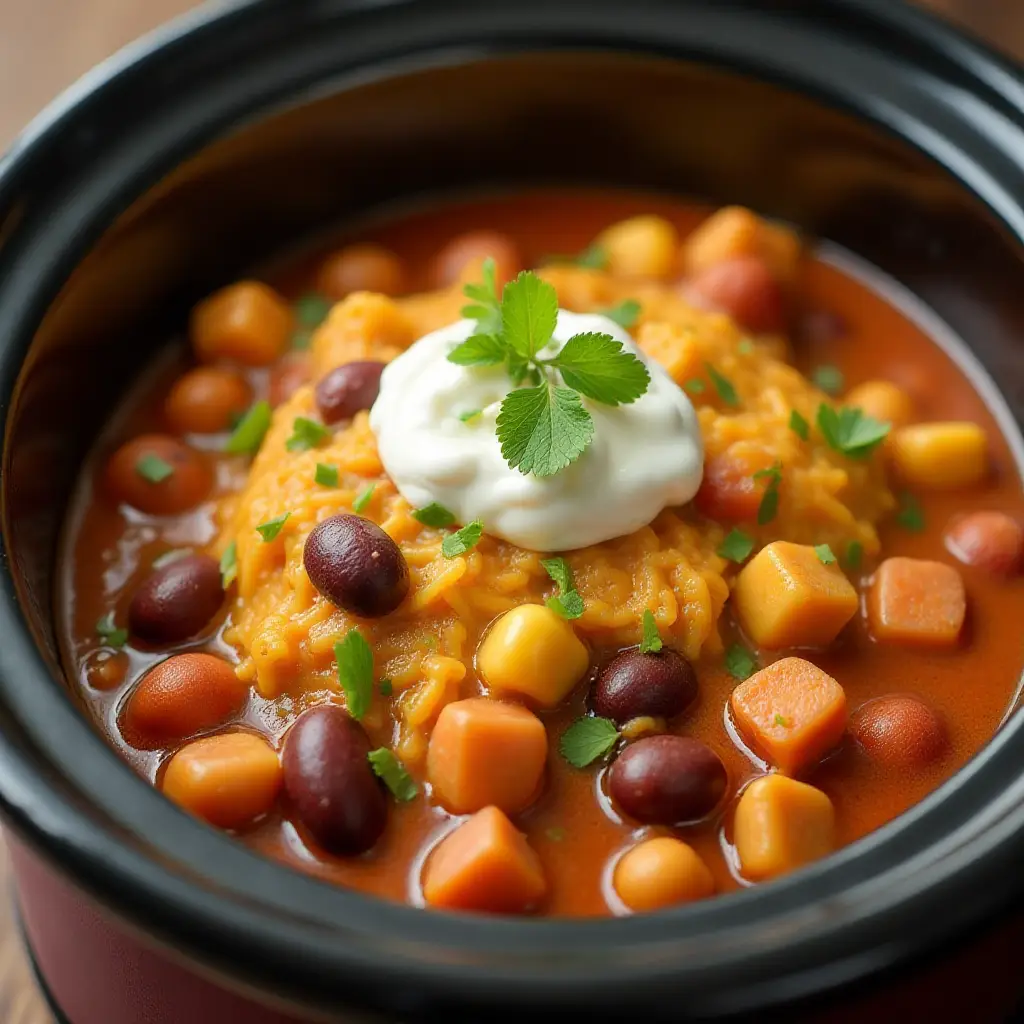 Easy Slow Cooker Creamy Chicken Chili