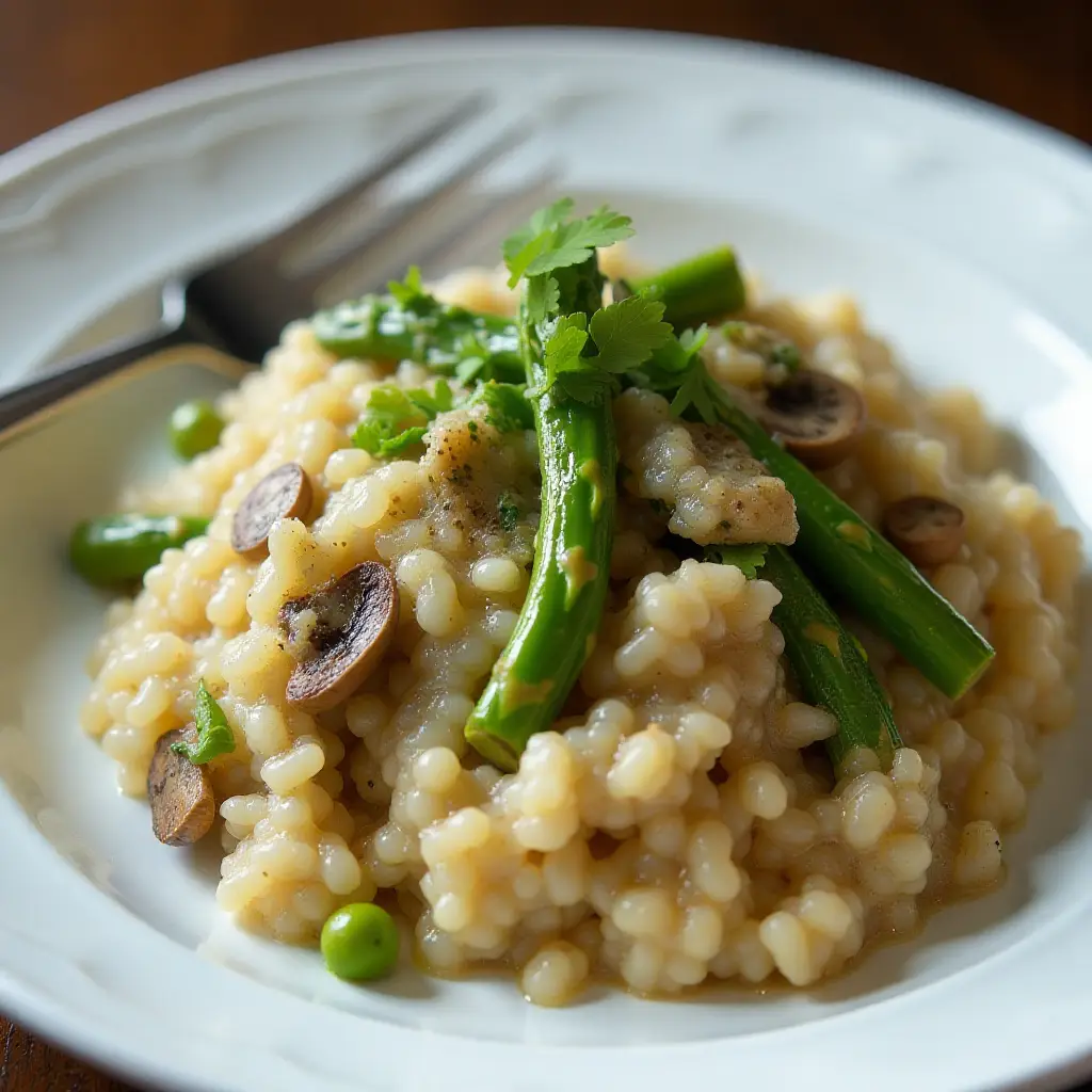 Mushroom Asparagus Risotto