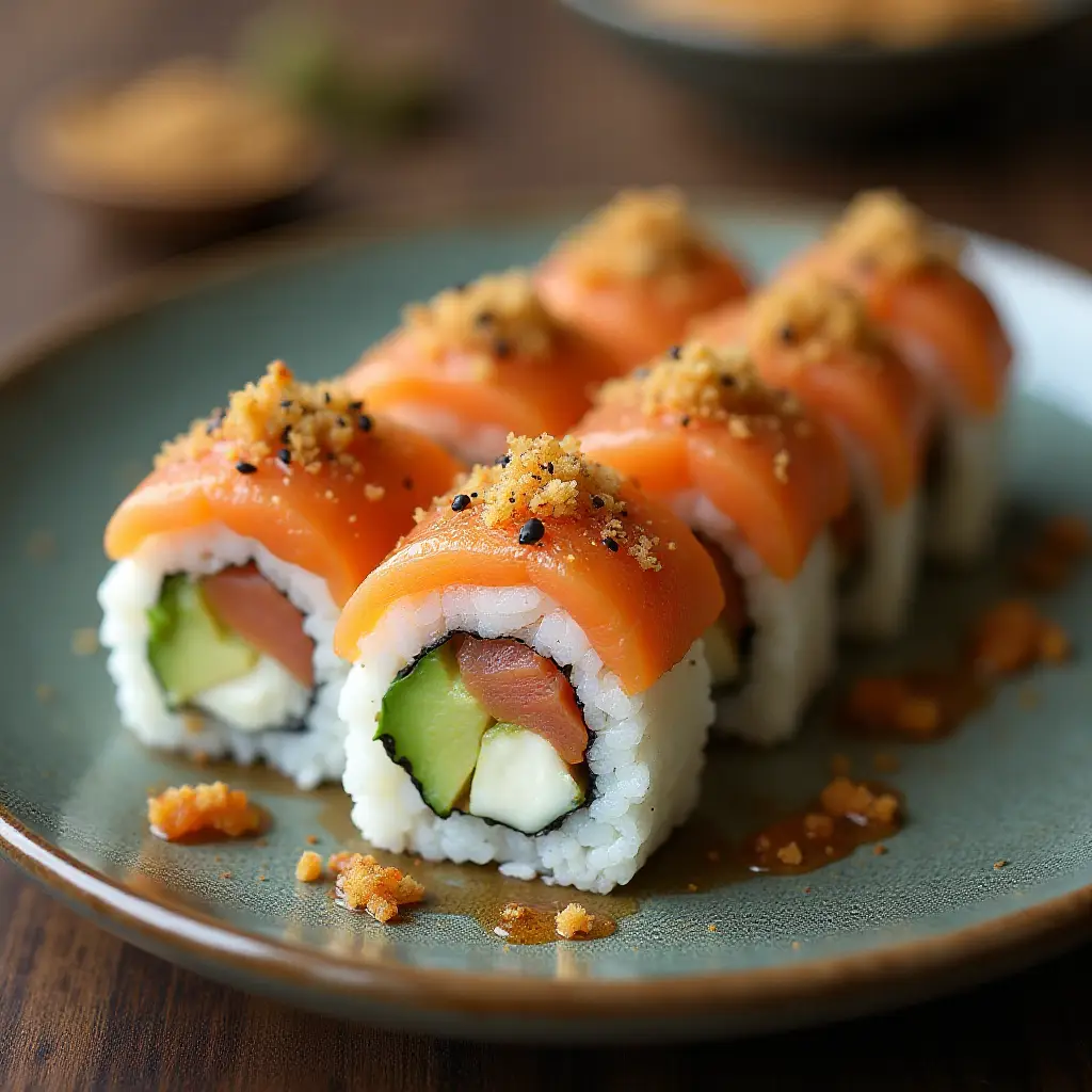 Spicy Crunchy Salmon Roll with Avocado