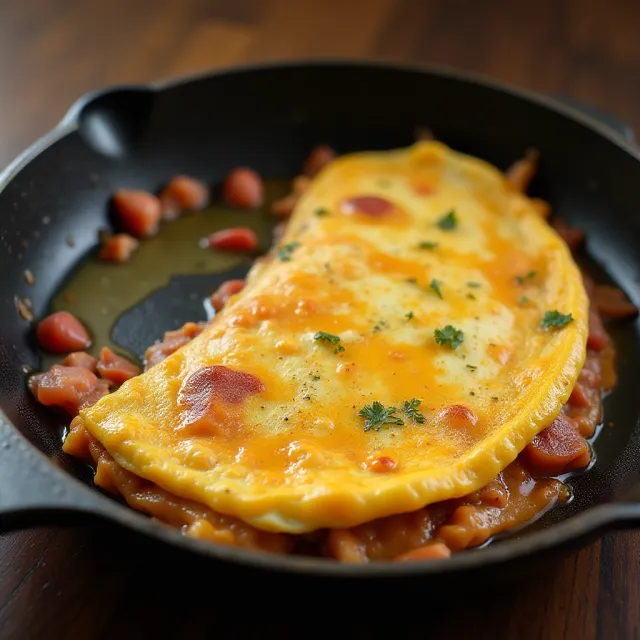 Chili Crisp Ham and Cheese Omelet