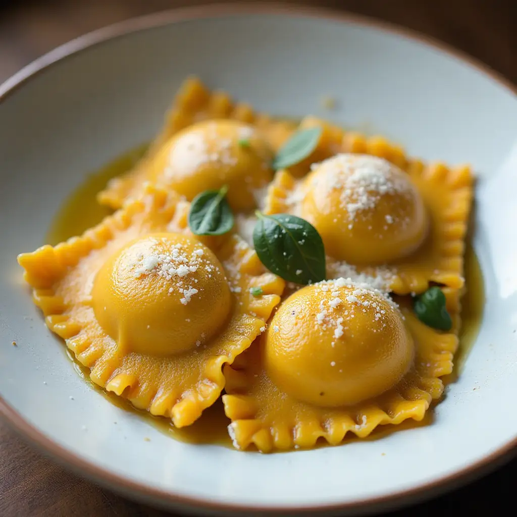 Pumpkin Ravioli with Sage-Brown Butter Sauce
