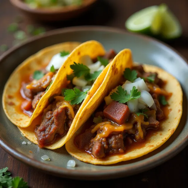 Beef Birria Queso Tacos with Consommé