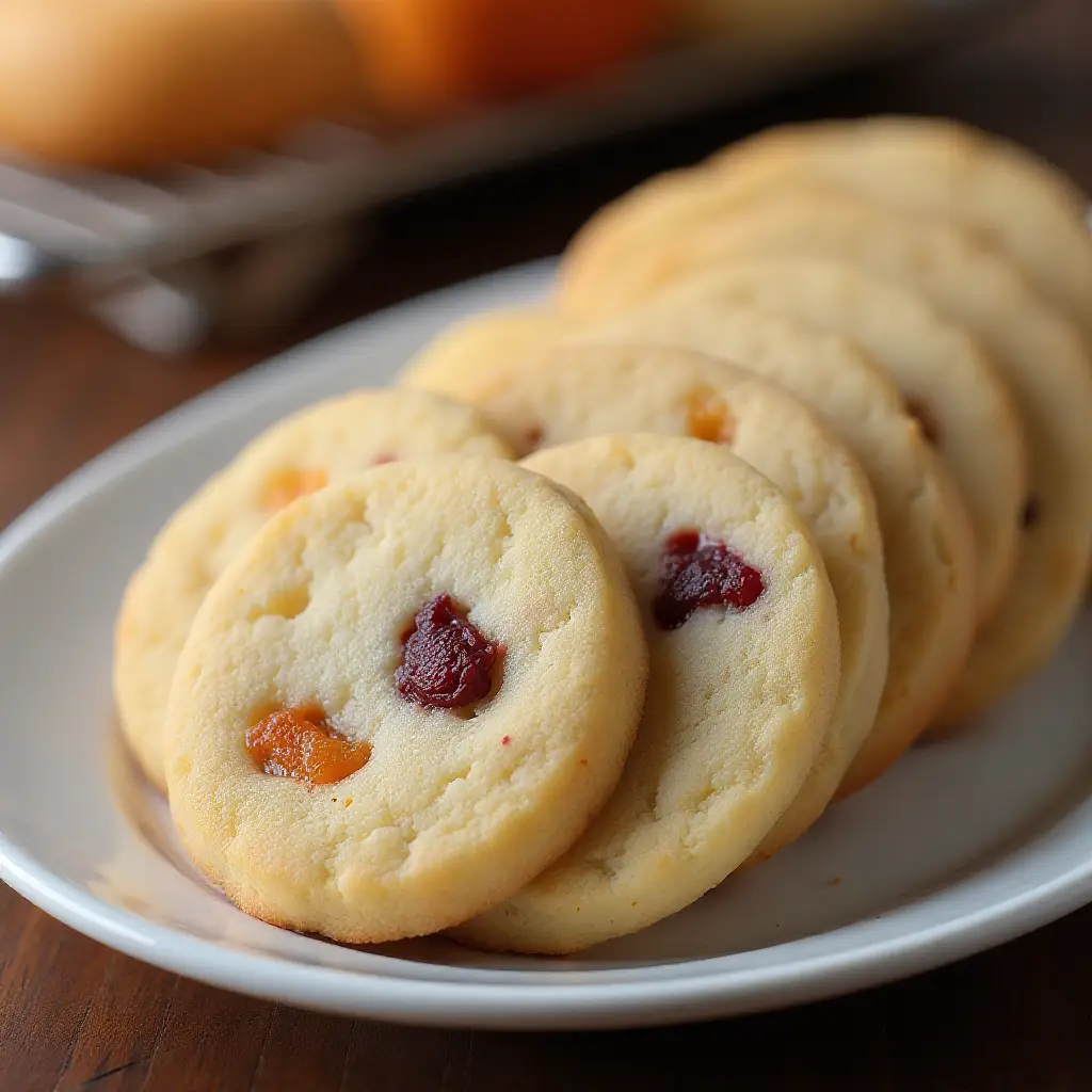Cranberry-Orange Shortbread Cookies with Apricots