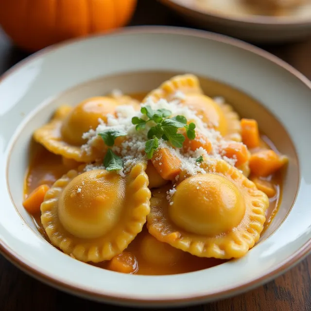 Cheese Ravioli with Pumpkin Sauce