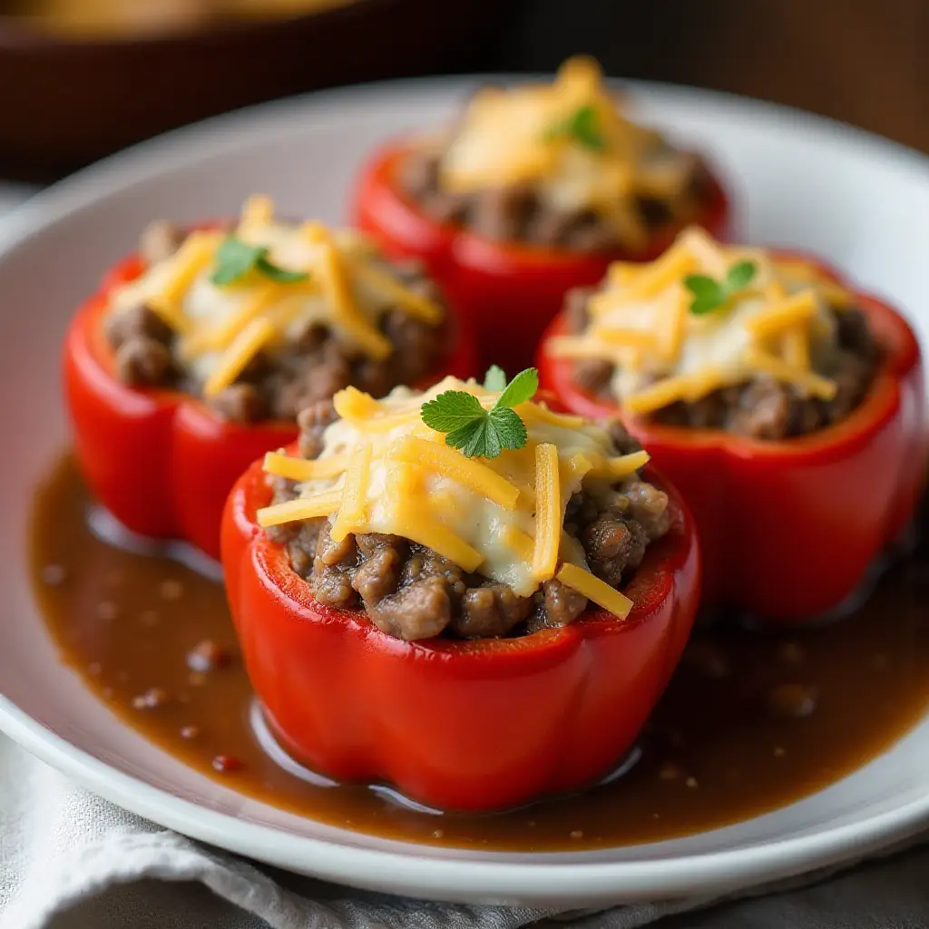Beef and Mushroom Stuffed Peppers