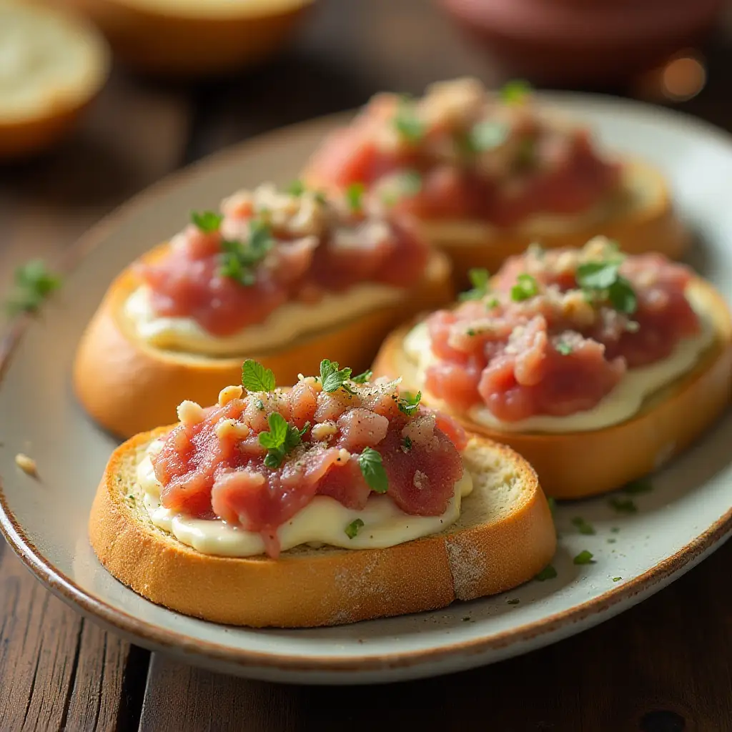 Prosciutto Parmesan and Pine Nut Bruschetta