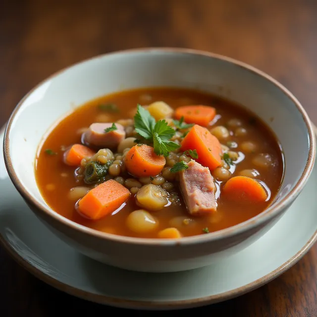 Slow Cooker Lentil and Ham Soup