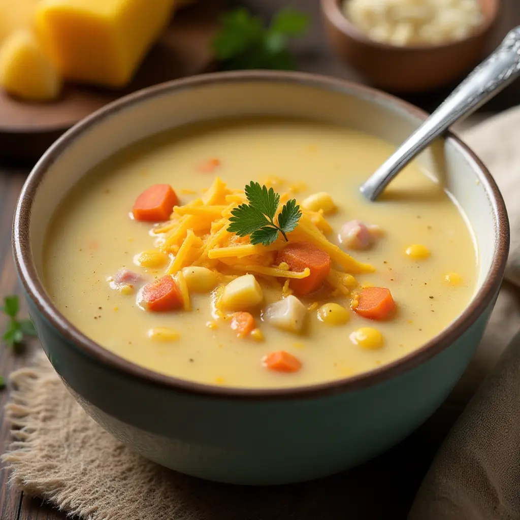 Cheesy Ham and Corn Chowder