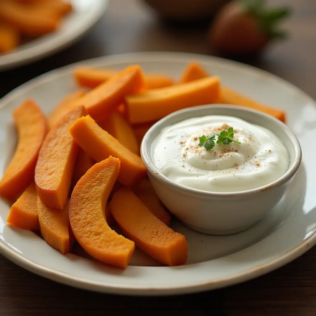 Baked Yam Fries with Dip