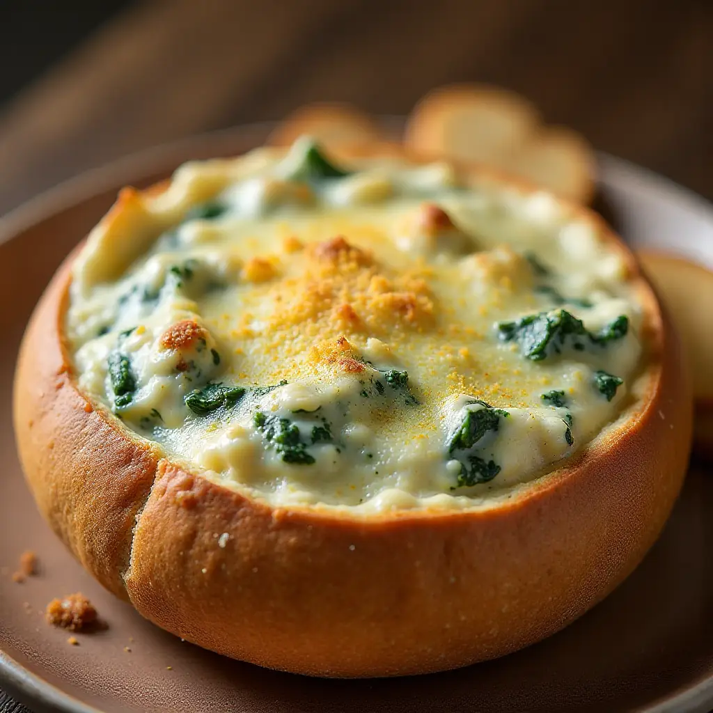 Spinach Dip in Pumpernickel