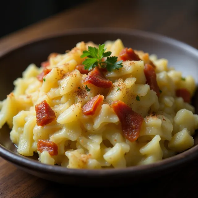Fried Cabbage with Bacon, Onion, and Garlic