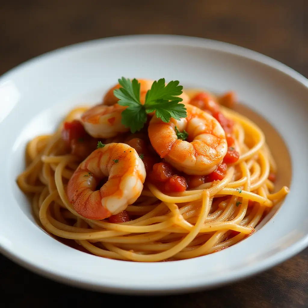 Shrimp Spaghetti with Tomato Sauce