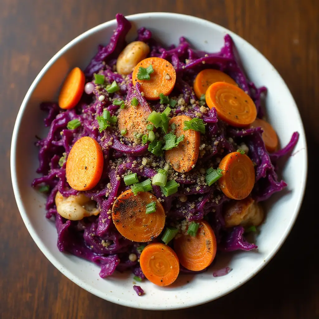 Charred Red Cabbage and Carrot Salad