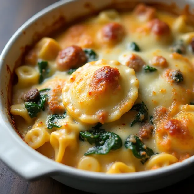 Easy One Pan Creamy Baked Ravioli