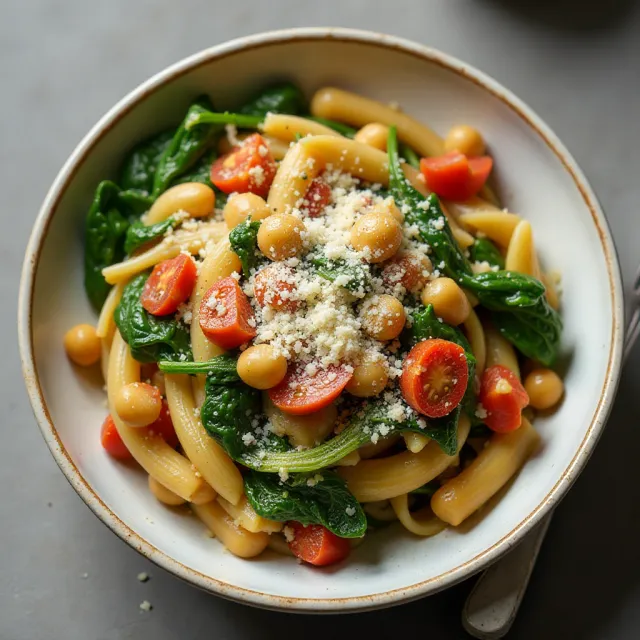 Chickpea Pasta with Spinach