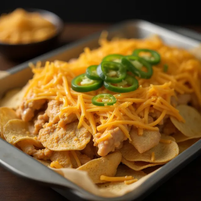 Chicken Nachos with Refried Beans