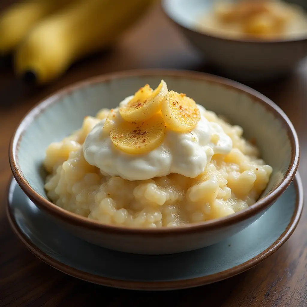 Japanese Banana Rice Pudding