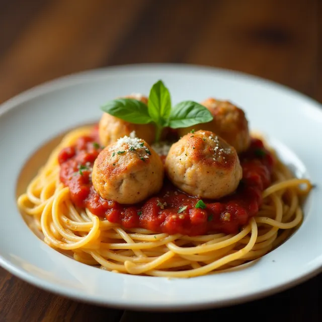 Chicken Meatballs and Spaghetti