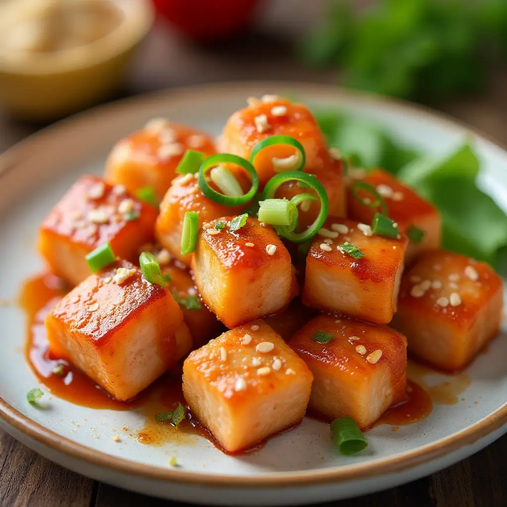 Air Fryer Honey Sriracha Salmon Bites