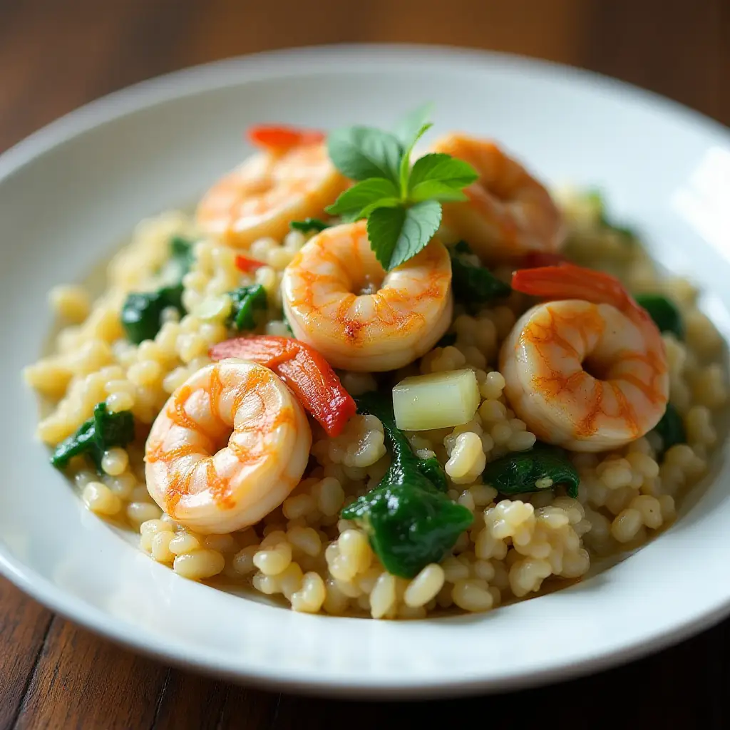 Shrimp, Leek and Spinach Risotto