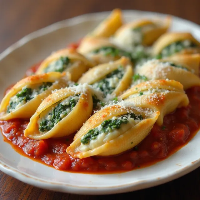 Spinach and Cheese Stuffed Pasta Shells