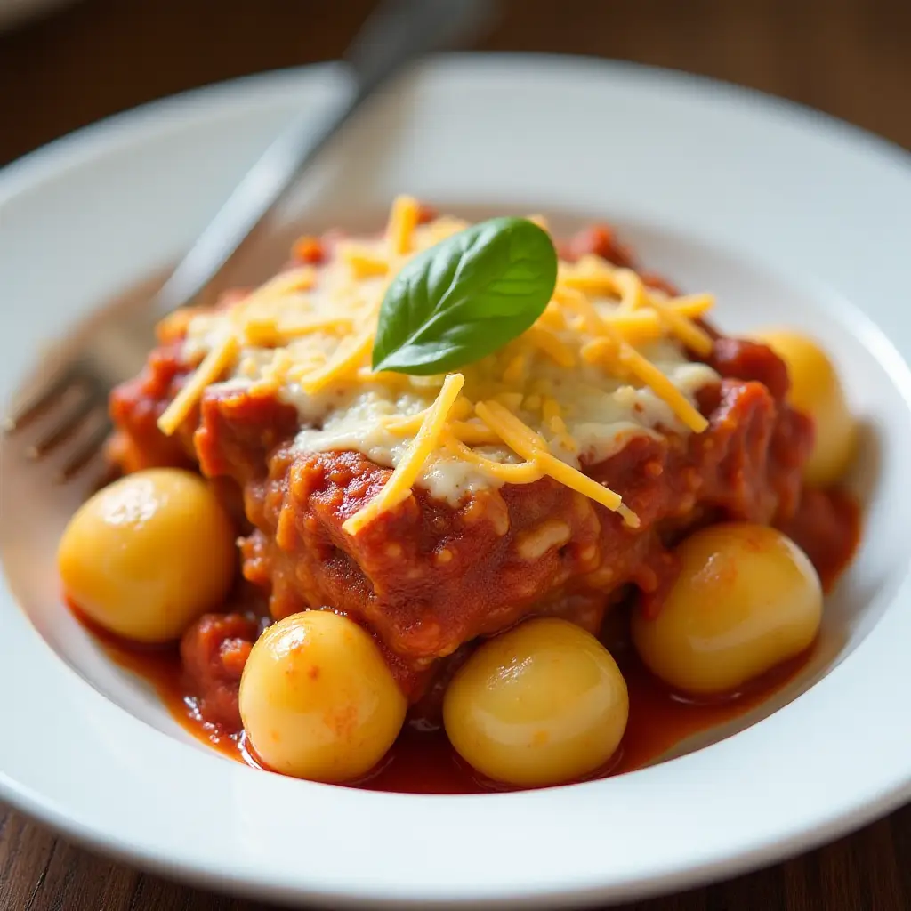 Baked Gnocchi with Ground Turkey and Marinara Sauce