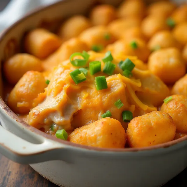 Buffalo Chicken Tater Tot Casserole