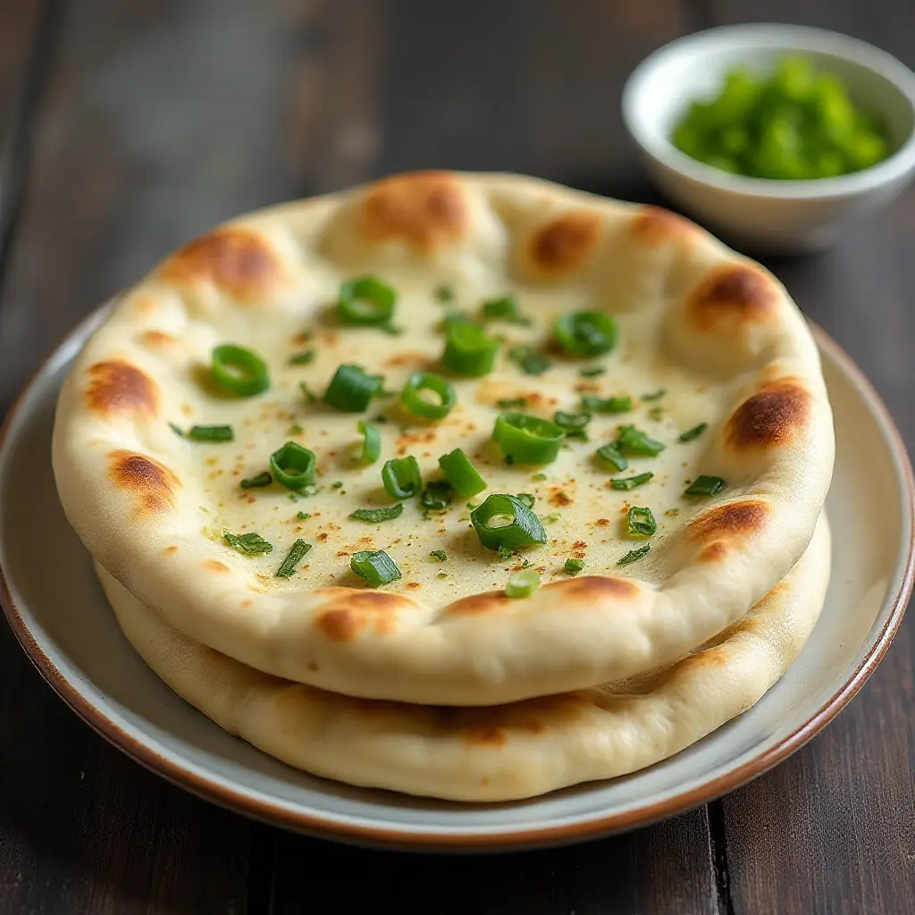 Green Onion Garlic Naan Bread
