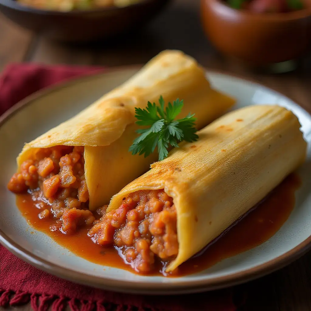 Red Chicken Tamales (Tamales Rojos de Pollo)