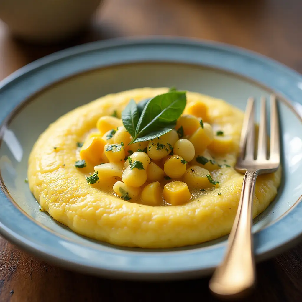 Creamy Polenta with Roasted Corn and Fresh Sage