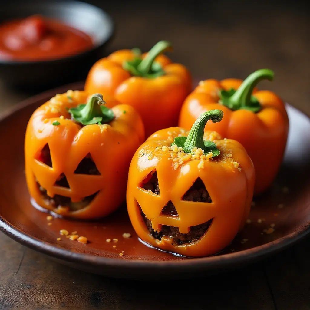 Jack-o'-Lantern Stuffed Peppers