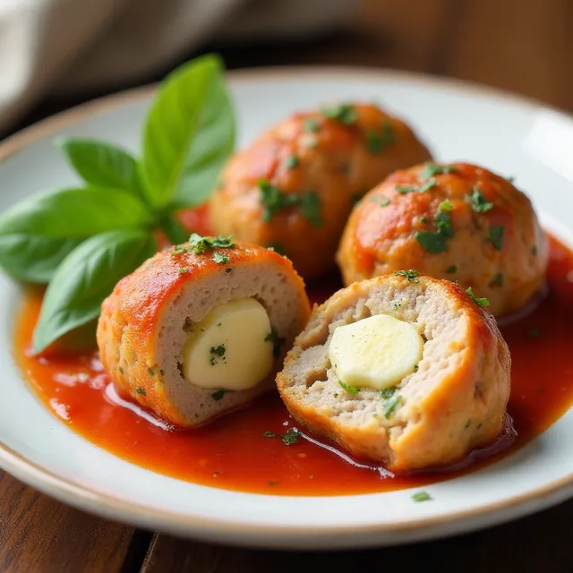 Mozzarella-Stuffed Chicken Meatballs
