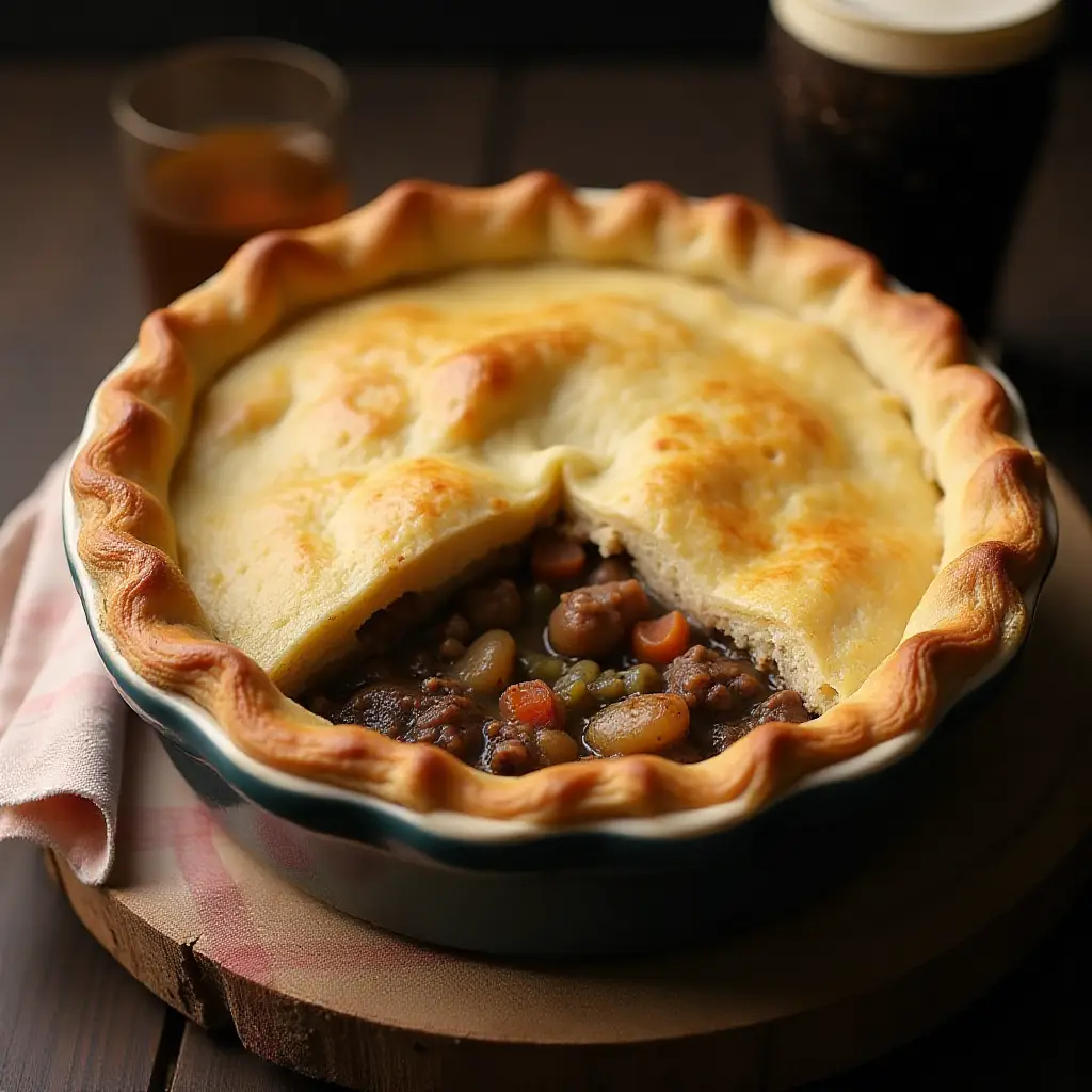 Beef, Mushroom, and Guinness Pie
