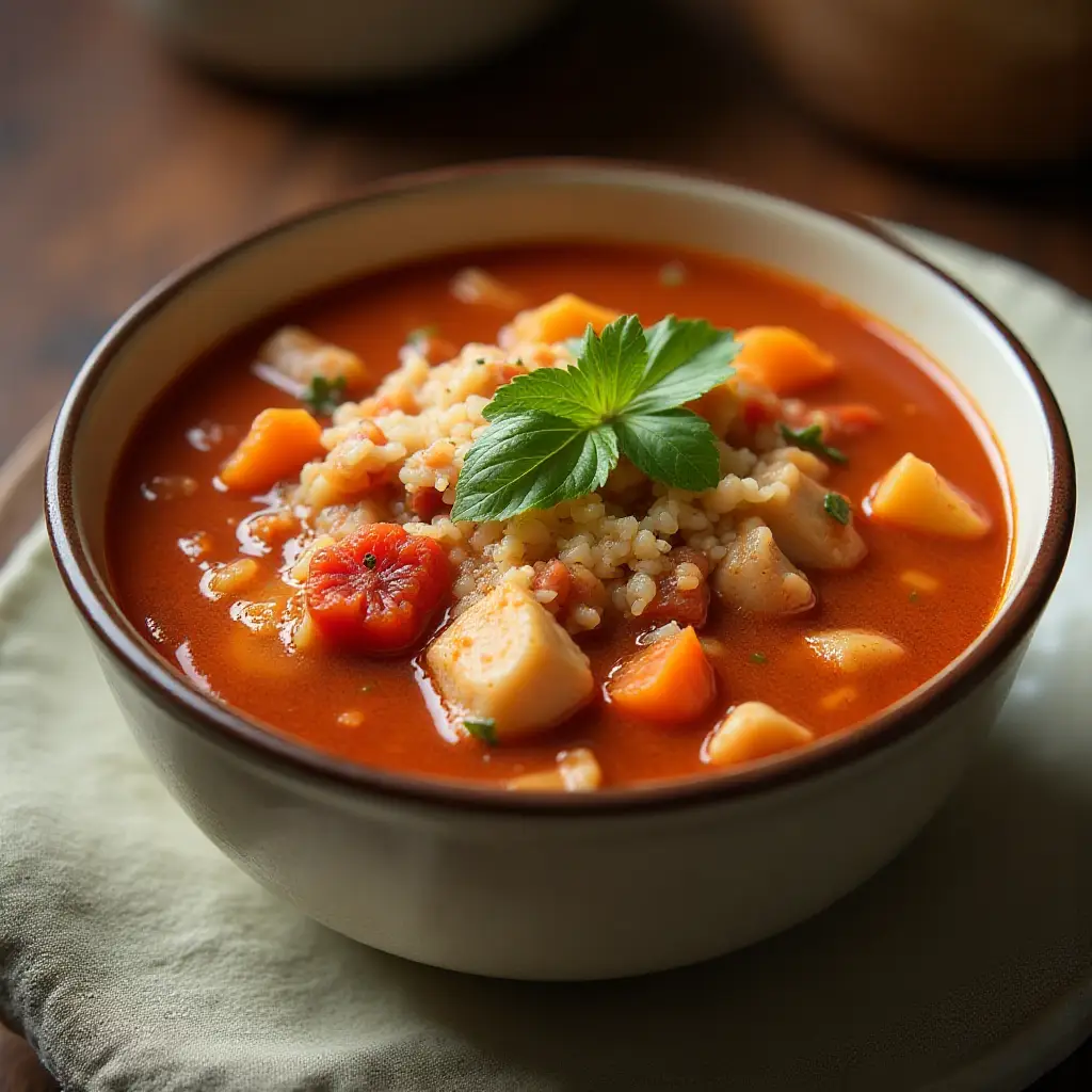 Hearty Chicken Cacciatore Soup with Rice