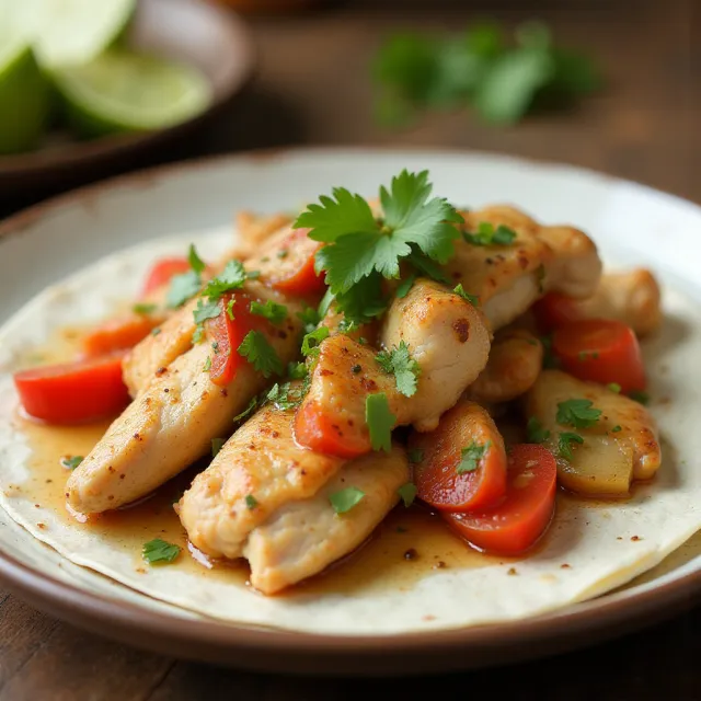 Garlic Onion Chicken Fajitas with Lime