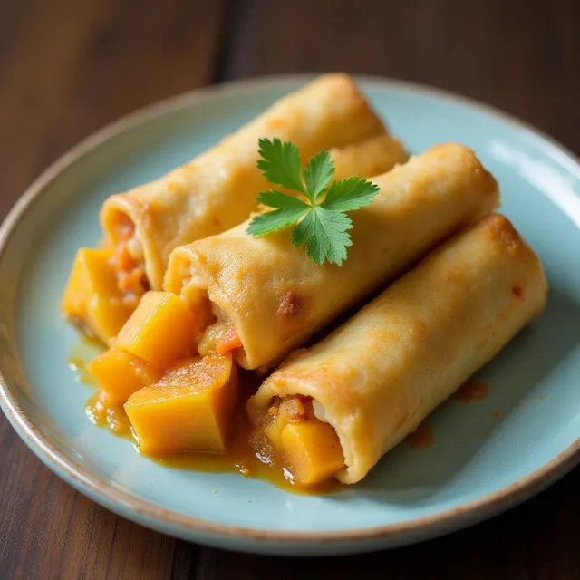 Jerk Chicken Egg Rolls with Mango-Habanero Sauce