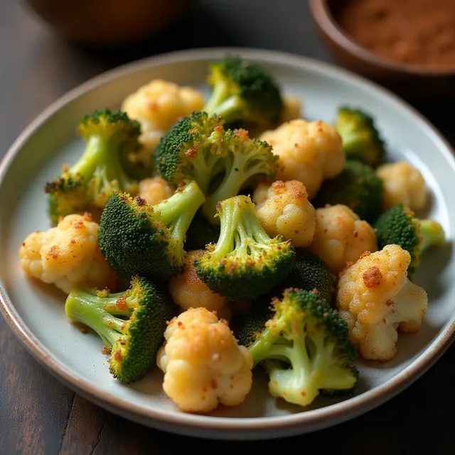 Air Fryer Roasted Broccoli and Cauliflower