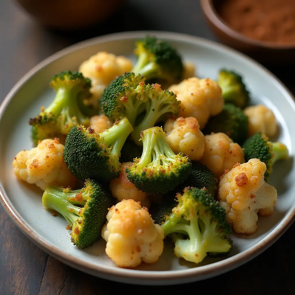 Air Fryer Roasted Broccoli and Cauliflower