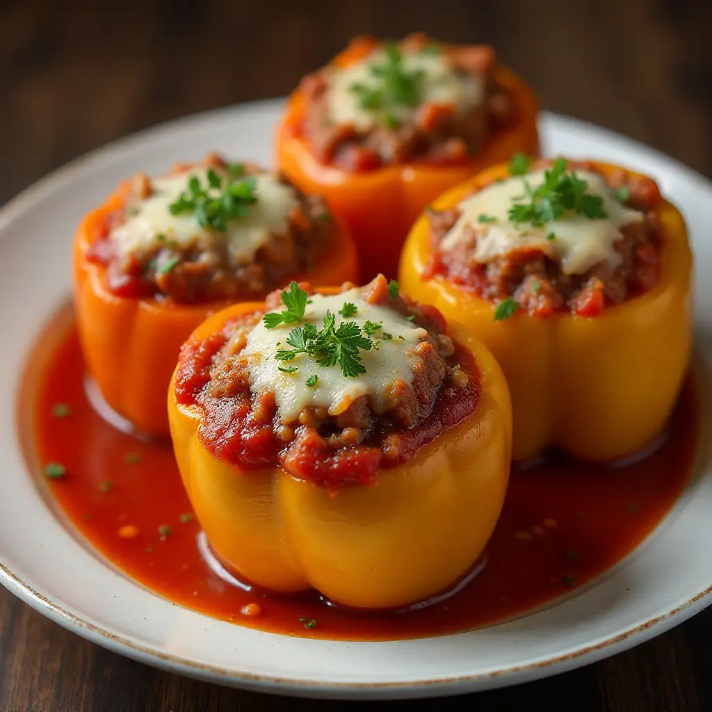 Beef and Rice Stuffed Bell Peppers
