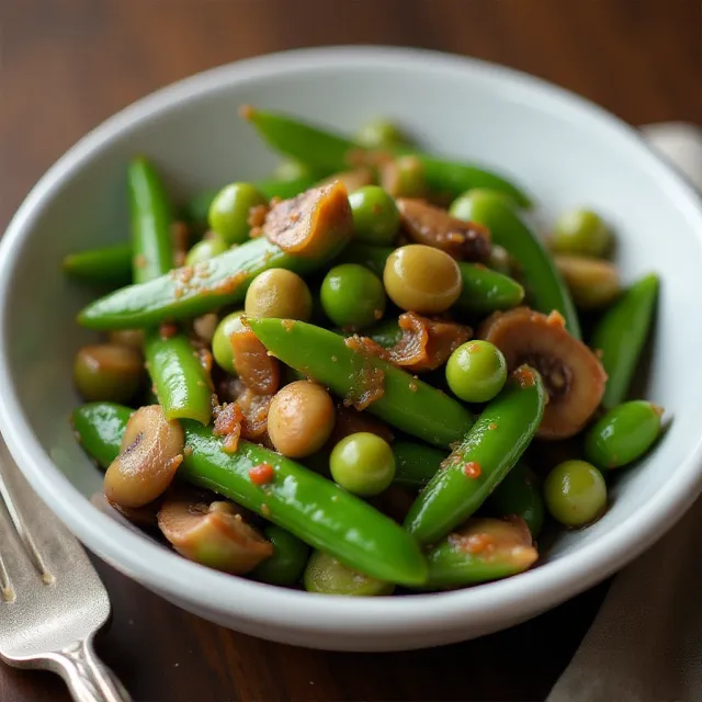 Air Fryer Teriyaki Snap Peas and Mushrooms
