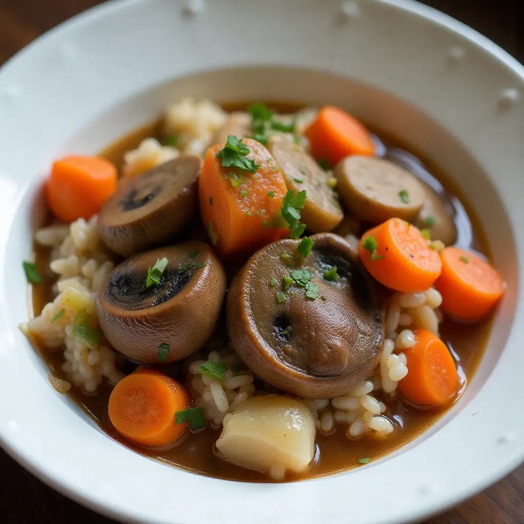 Portobello Mushroom and Rice Stew