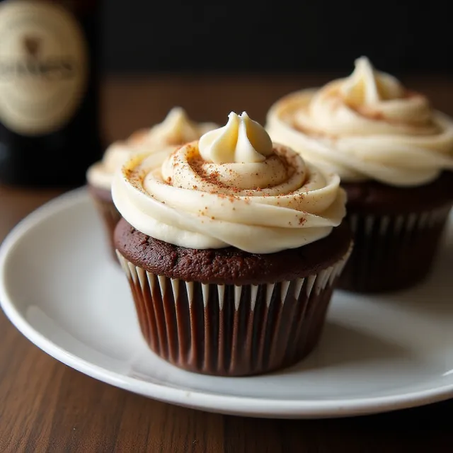 Chocolate Beer Cupcakes With Whiskey Filling And Irish Cream Icing