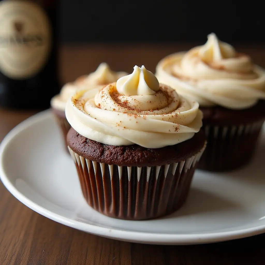 Chocolate Beer Cupcakes With Whiskey Filling And Irish Cream Icing