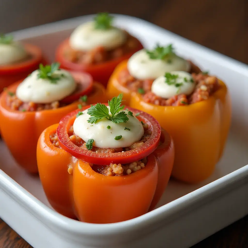 Tofu and Rice Stuffed Peppers