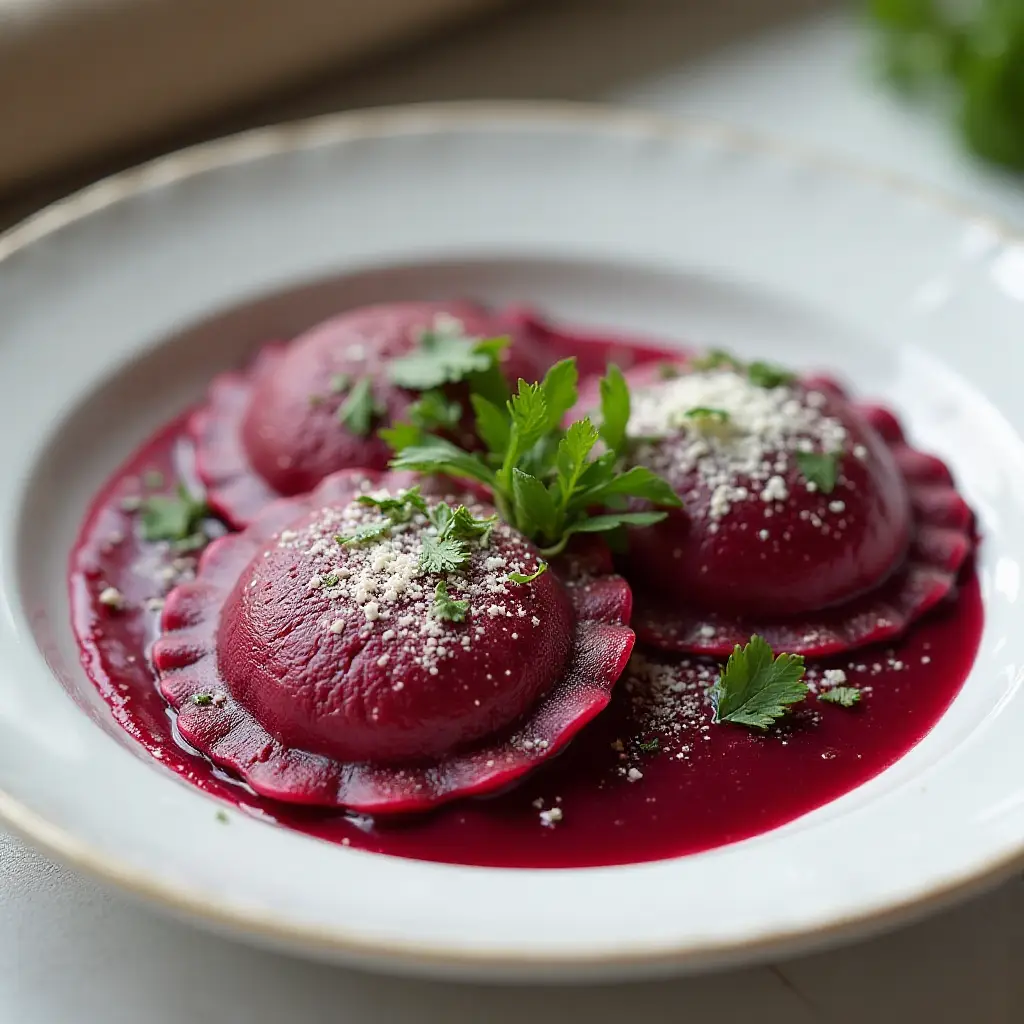 Beet and Goat Cheese Ravioli