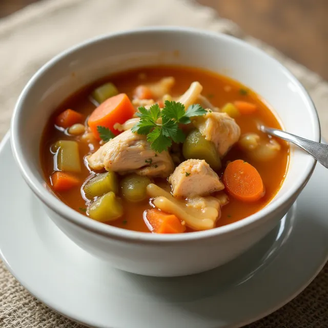 Slow Cooker Chicken Vegetable Soup with Egg Noodles