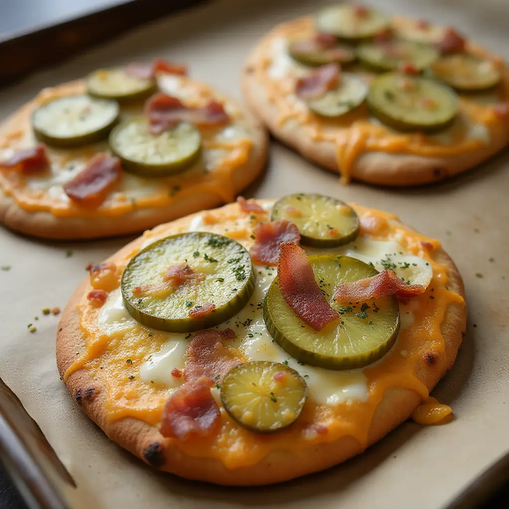 Bacon Dill Pickle Pizzas