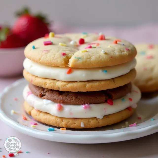 Neapolitan Funfetti Sandwich Cookies
