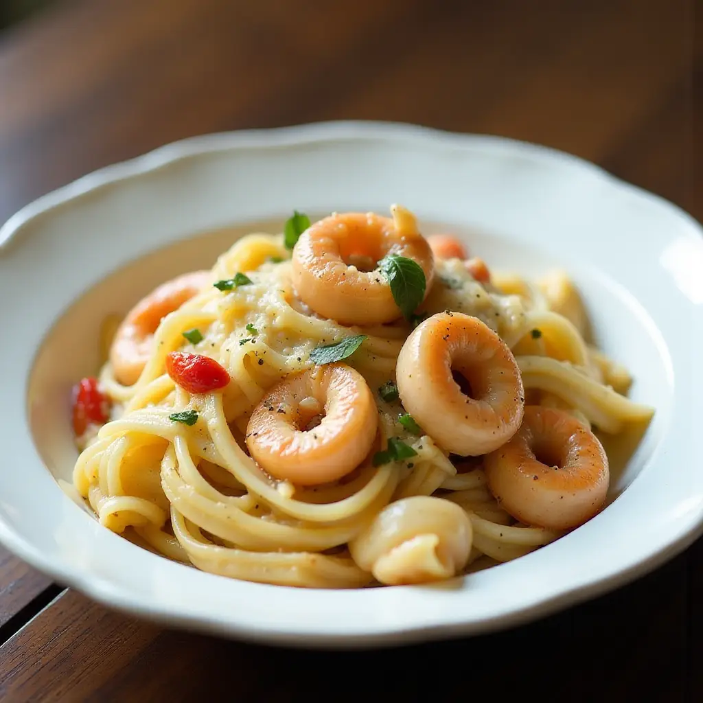 Calamari in a Creamy White Wine Sauce