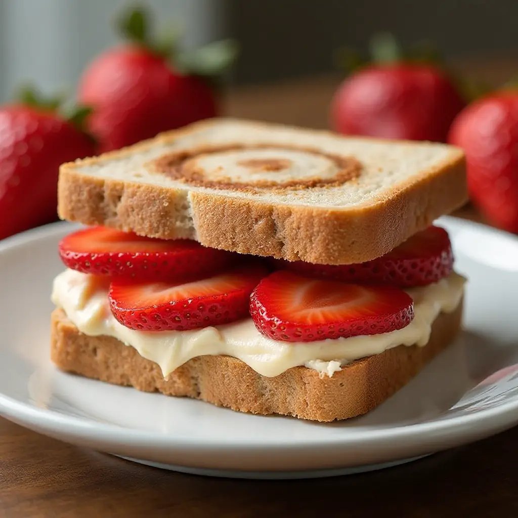 Cream Cheese and Peanut Butter Strawberry Sandwich
